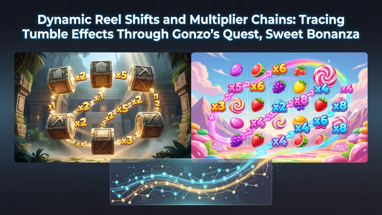 Close-up view of multiplier accumulation during tumble sequences in Sweet Bonanza and Gates of Olympus